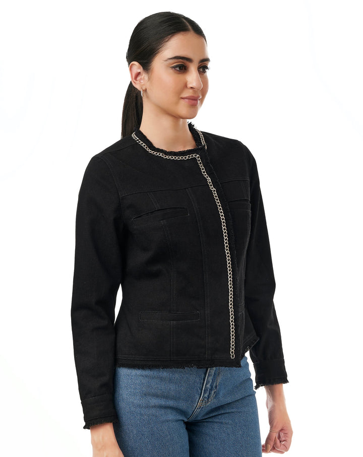 Elyna Black Denim Jacket