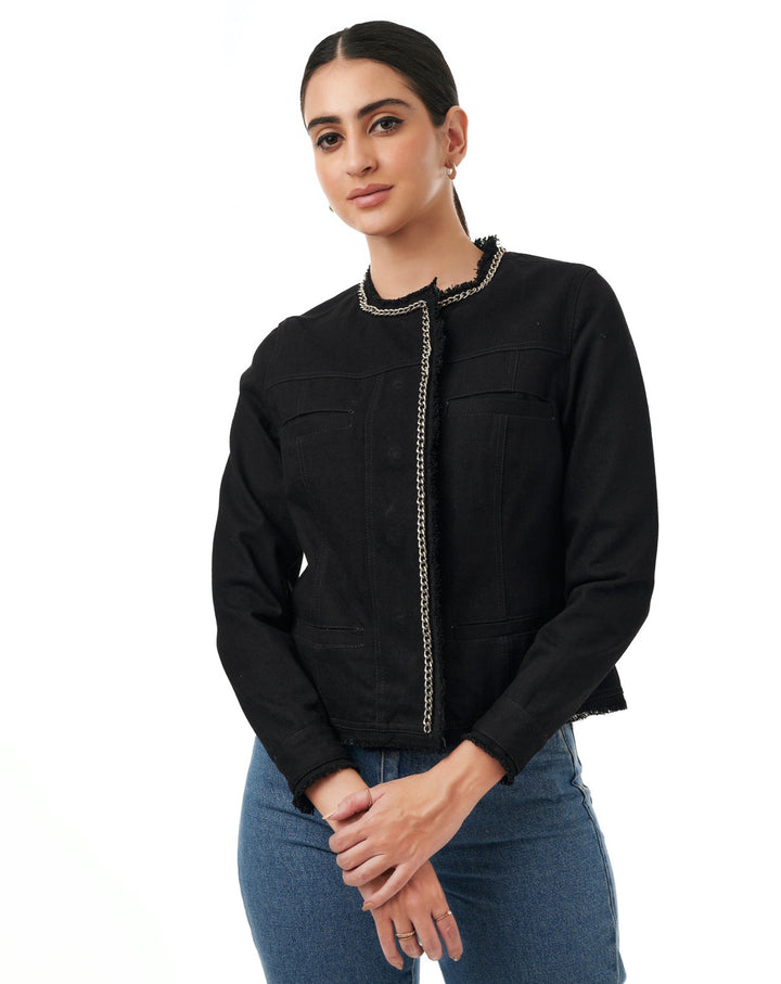 Elyna Black Denim Jacket