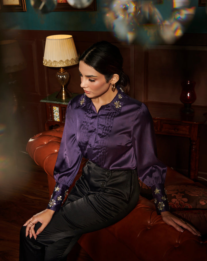 Imperial Embroidered Satin Shirt