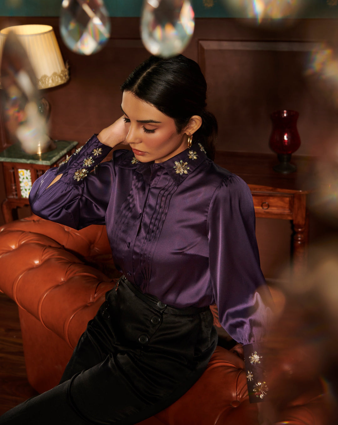 Imperial Embroidered Satin Shirt