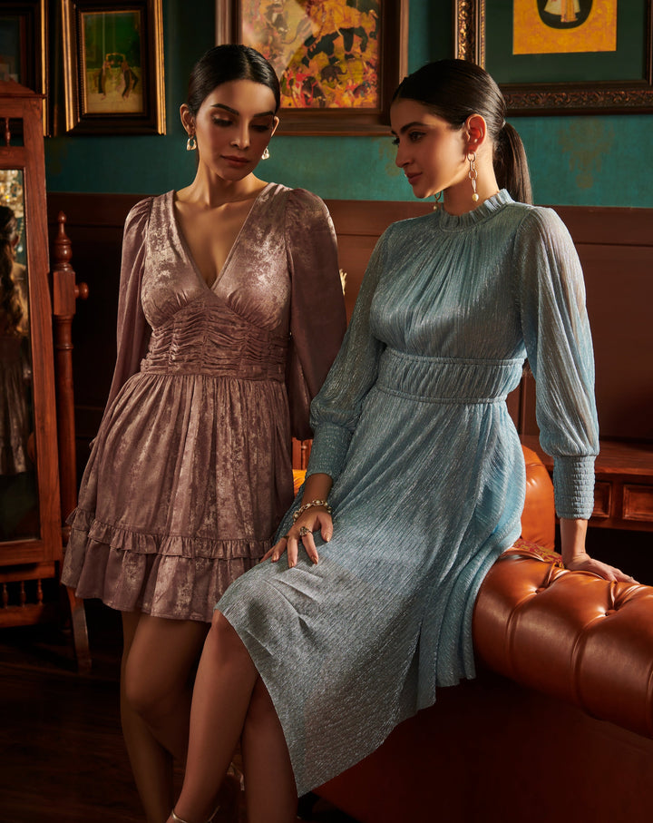 Marine Asymmetric Midi Dress