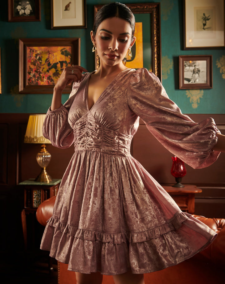 Meghna Pahwa Sahni In Our Coral Statement Short Dress