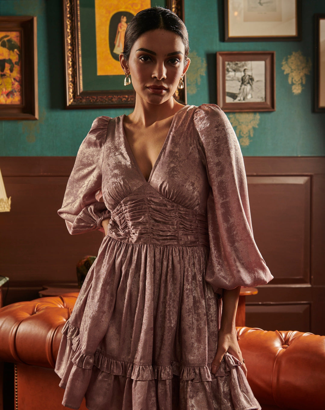 Meghna Pahwa Sahni In Our Coral Statement Short Dress