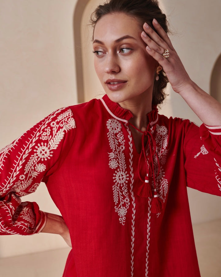 Tushita Mehta In Our Amelie Red Top