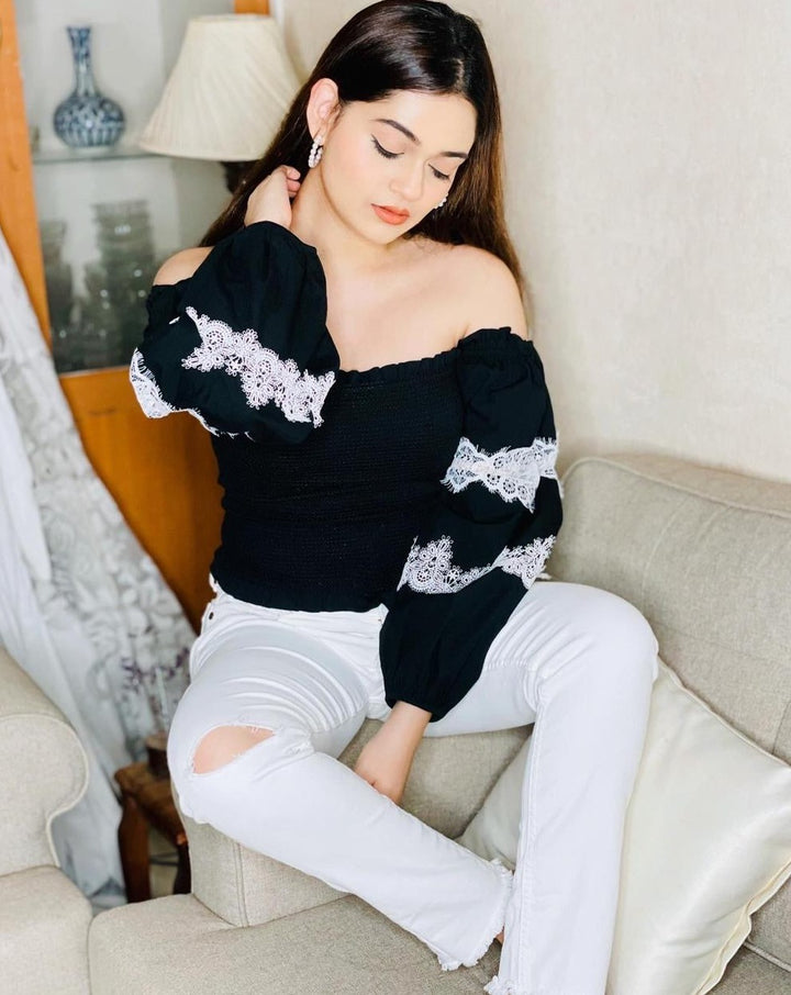 Lace Smocked Top